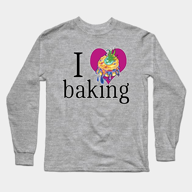 I Heart Baking (Space Cookie Version) Long Sleeve T-Shirt by Artful Magic Shop